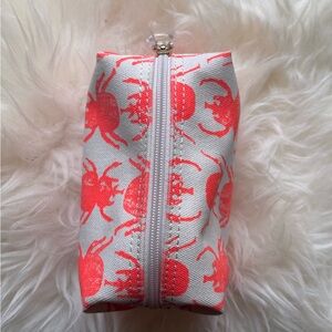New India Hicks White and Neon Orange Scarab Beetle Print Pouch